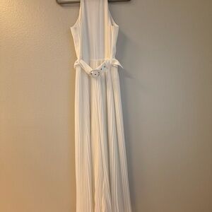 Elegant White Wide Leg Pleated Jumpsuit